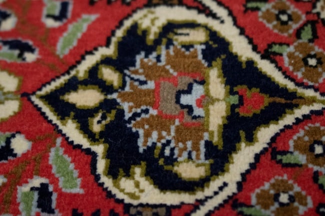 Pair of Small Vintage Coral Red Floral 2X3 Kashan Persian Rug - 8