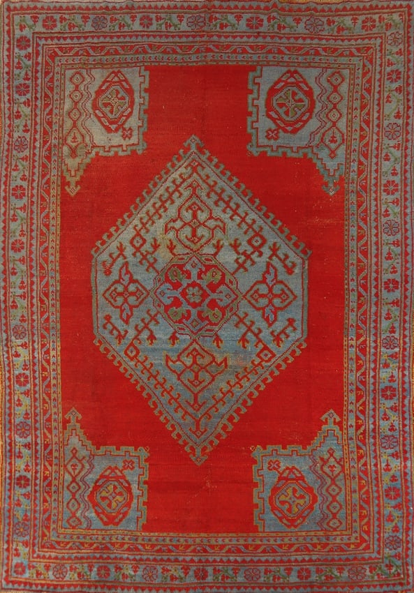 Pre-1900 Antique Vegetable Dye Oushak Turkish Area Rug 7x10: Title: Pre-1900 Antique Vegetable Dye Oushak Turkish Area Rug 7x10Description:A Beautiful Genuine Turkey Oushak rug is Hand Knotted by skillful weavers in Turkey with 100% Wool Material. This rug is