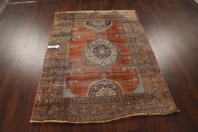 Pre-1900 Antique Silk Tabriz Haj Jalili Persian Area Rug 5x6 - 13