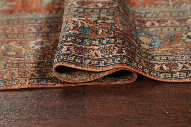 Pre-1900 Antique Silk Tabriz Haj Jalili Persian Area Rug 5x6 - 17