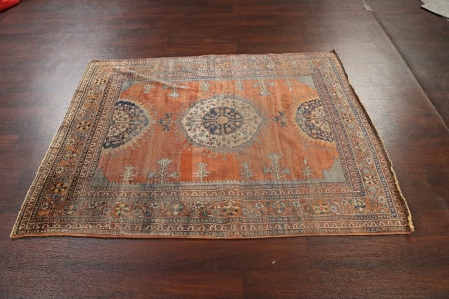 Pre-1900 Antique Silk Tabriz Haj Jalili Persian Area Rug 5x6 - 18