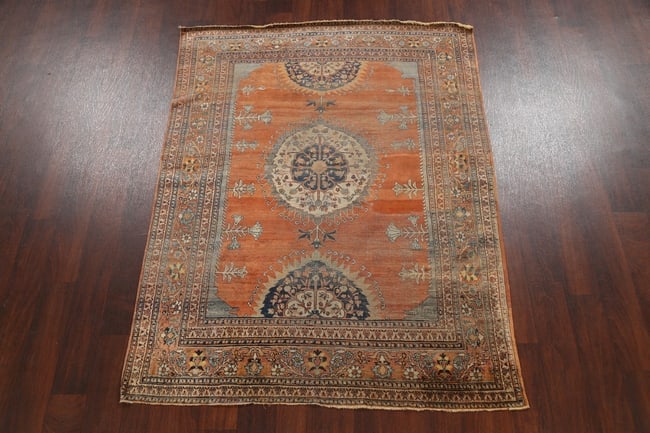Pre-1900 Antique Silk Tabriz Haj Jalili Persian Area Rug 5x6 - 19