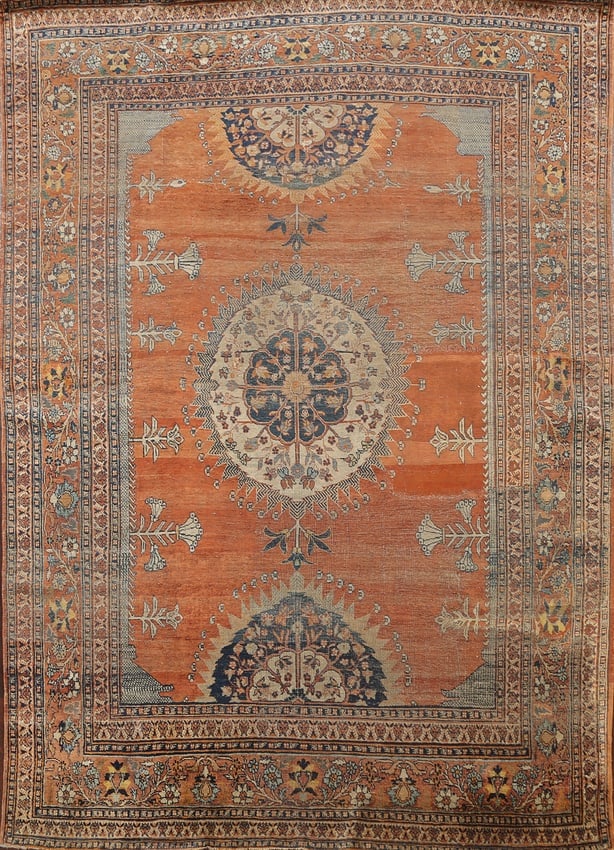 Pre-1900 Antique Silk Tabriz Haj Jalili Persian Area Rug 5x6 (1 of 20)