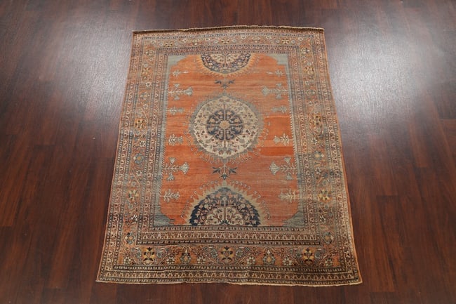 Pre-1900 Antique Silk Tabriz Haj Jalili Persian Area Rug 5x6 - 2