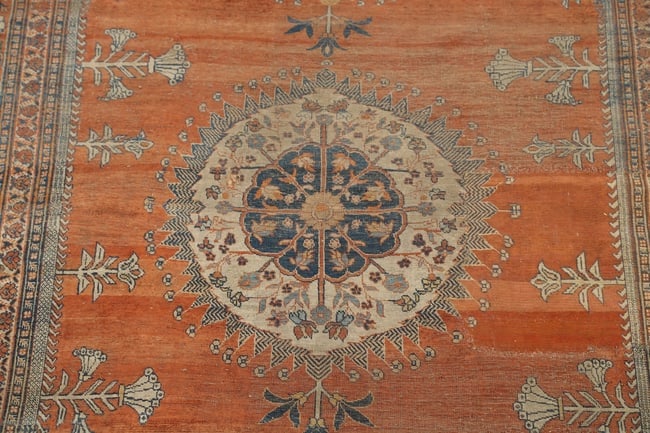 Pre-1900 Antique Silk Tabriz Haj Jalili Persian Area Rug 5x6 - 4