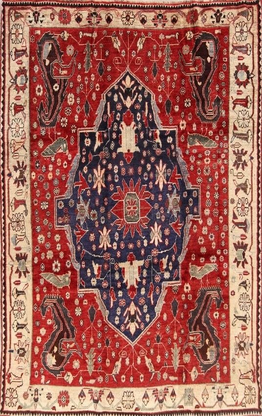 Antique Vegetable Dye 6x10 Kashkoli Shiraz Persian Area Rug (1 of 20)