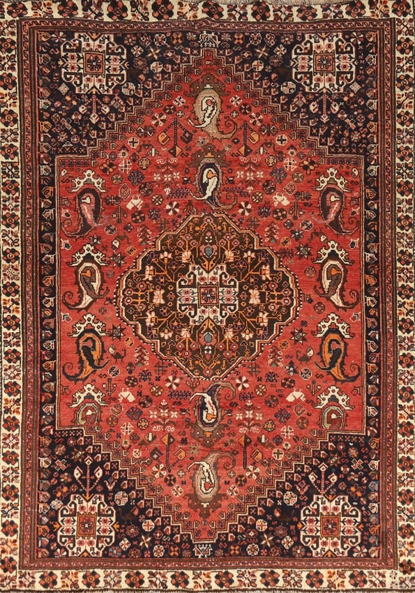 Antique Wool Qashqai Persian Area Rug 5x8 (1 of 20)