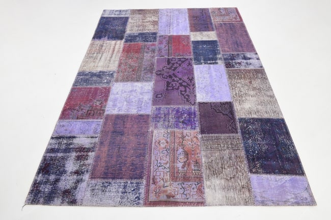 7'0'' x 9'11'' Handmade Vintage Wool Patchwork Rug - 367 - 18