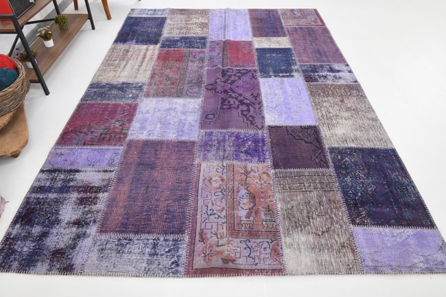 7'0'' x 9'11'' Handmade Vintage Wool Patchwork Rug - 367 - 5