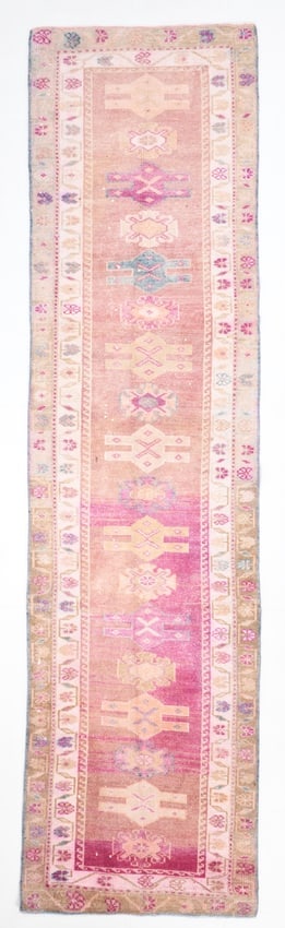 3'1'' x 11'10'' Vintage Wool Runner Rug - 4572: Title: 3'1'' x 11'10'' Vintage Wool Runner Rug - 4572Description:3'1'' x 11'10'' Vintage Wool Runner Rug - 4572Origin:TurkiyeDate/Period:1960-90Materials:Wool,CottonDimension:3'1''x11'10'' ft, 95x362