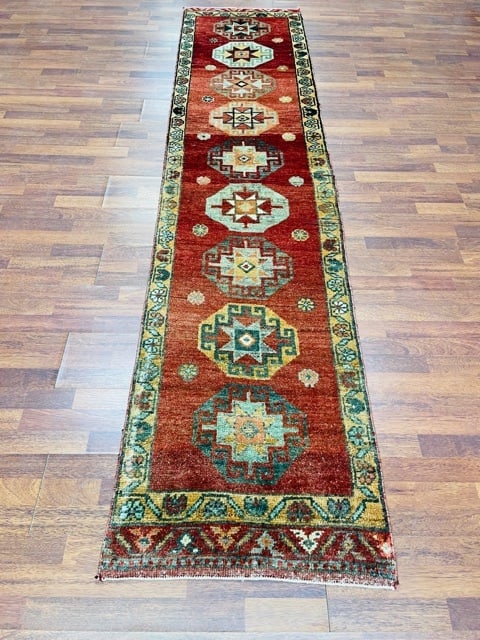 Antique Tiurkish Caucasian Runner-4878: Title:Antique Tiurkish Caucasian Runner-4878Description:Antique Geometric design Turkish Caucasian Rug from cental Turkey, size 2 ft. 7 inches by 10 ft, circa 1940, excellent condition with a good