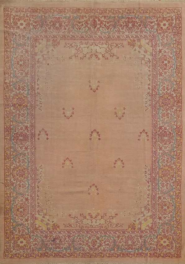 Antique Vegetable Dye Oushak Persian Area Rug 8x12: Title: Antique Vegetable Dye Oushak Persian Area Rug 8x12Description:A Beautiful Genuine Iran ( Persia ) Oushak rug is Hand Knotted by skillful weavers in Iran ( Persia ) with 100% Wool Material.