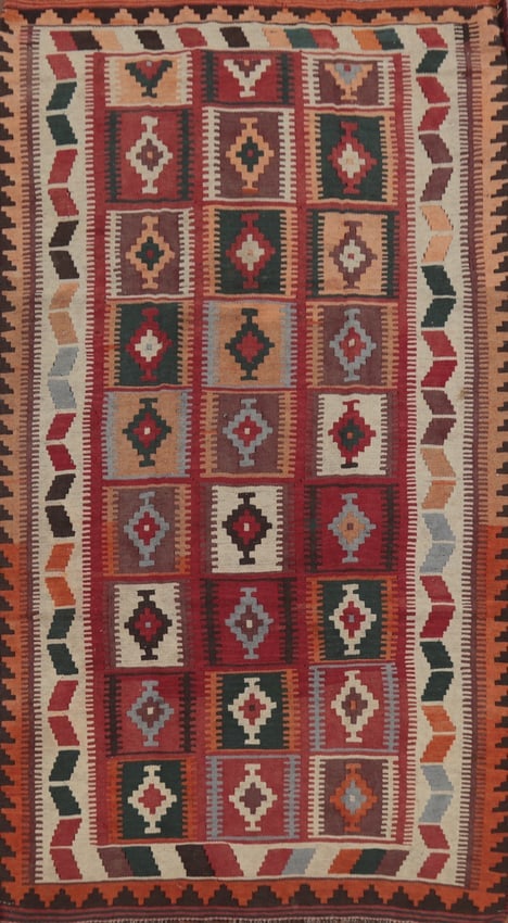 Antique Vegetable Dye Kilim Qashqai Persian Area Rug 5x9: Title: Antique Vegetable Dye Kilim Qashqai Persian Area Rug 5x9Description:A Beautiful Genuine Iran ( Persia ) Kilim (Qashqai) rug is Hand Woven by skillful weavers in Iran ( Persia ) with 100% Wool