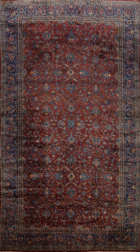 Antique Vegetable Dye Kashan Persian Large Rug 12x23: Title: Antique Vegetable Dye Kashan Persian Large Rug 12x23Description:A Beautiful Genuine Iran ( Persia ) Kashan rug is Hand Knotted by skillful weavers in Iran ( Persia ) with Kork Wool Material.