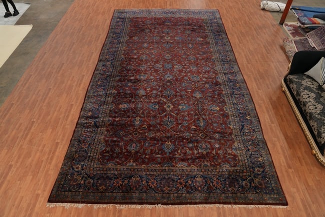 Antique Vegetable Dye Kashan Persian Large Rug 12x23 - 2