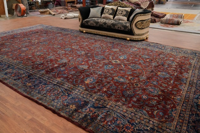 Antique Vegetable Dye Kashan Persian Large Rug 12x23 - 3