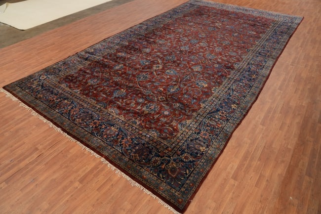 Antique Vegetable Dye Kashan Persian Large Rug 12x23 - 4