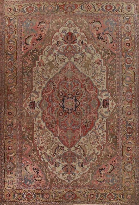 Antique Vegetable Dye Heriz Serapi Palace Persian Rug 15x20 (1 of 20)