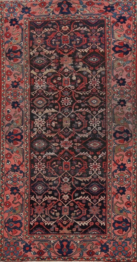 Pre-1900 Antique Vegetable Dye Sarouk Persian Runner Rug 4x9 (1 of 20)
