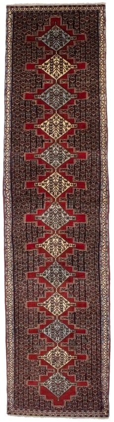 Vintage Geometric 3X13 Bidjar Sanneh Persian Runner Rug (1 of 14)