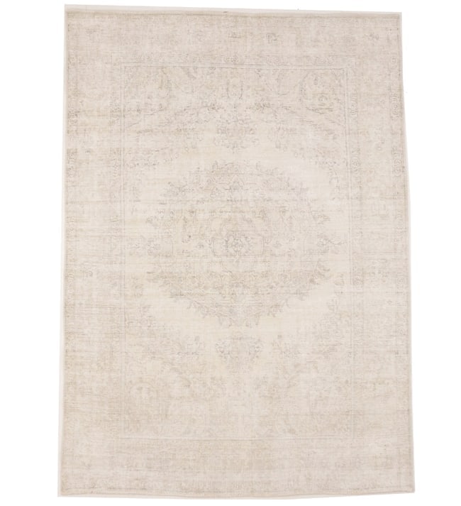 Antique Muted Cream Floral 8X11 Distressed Vintage Oriental Rug (1 of 16)