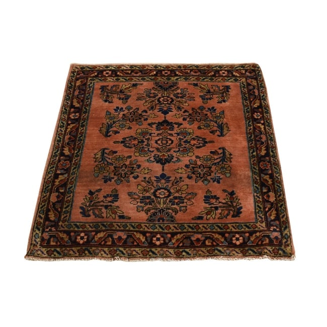 Red Antique Zoroastrian Sarouk Hand Knotted Pure Wool Mat Oriental Rug: Title: Red Antique Zoroastrian Sarouk Hand Knotted Pure Wool Mat Oriental RugDescription:This is a truly genuine one-of-a-kind. It has been Knotted for months and months in the centuries-old weaving