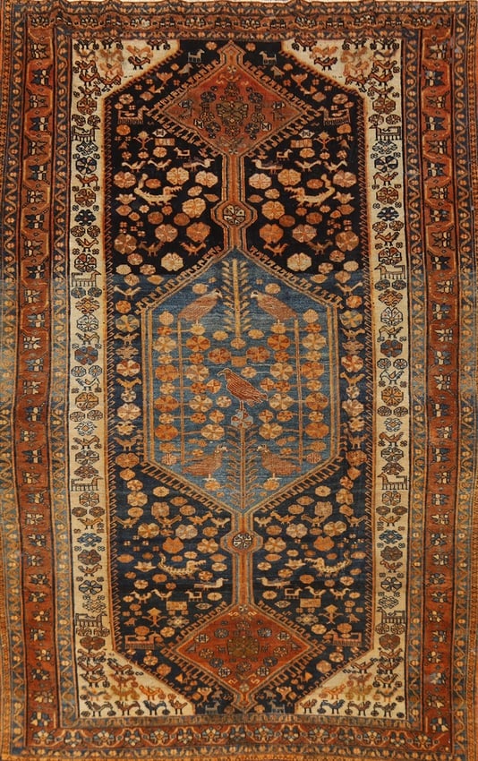 Antique Vegetable Dye Qashqai Persian Rug 5x7 (1 of 20)