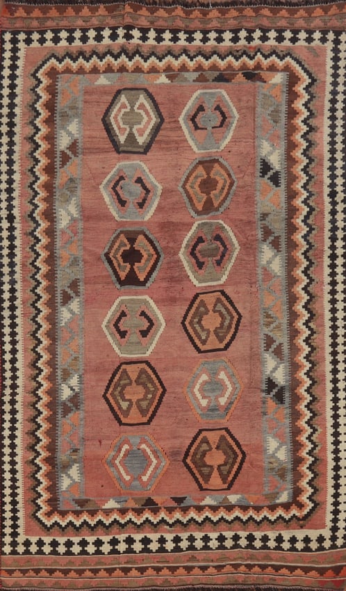 Antique Vegetable Dye Kilim Qashqai Persian Rug 4x8 (1 of 14)