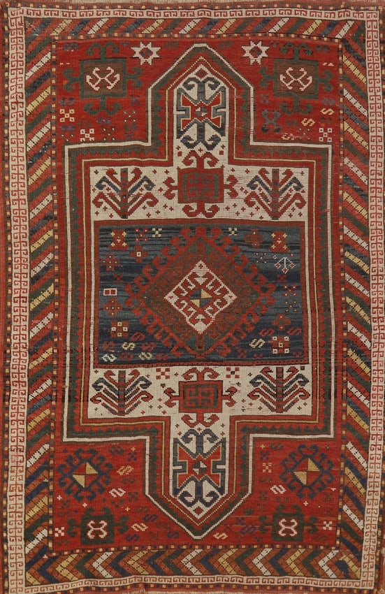 Pre-1900 Antique Vegetable Dye Caucasian Persian Rug 4x6 (1 of 18)