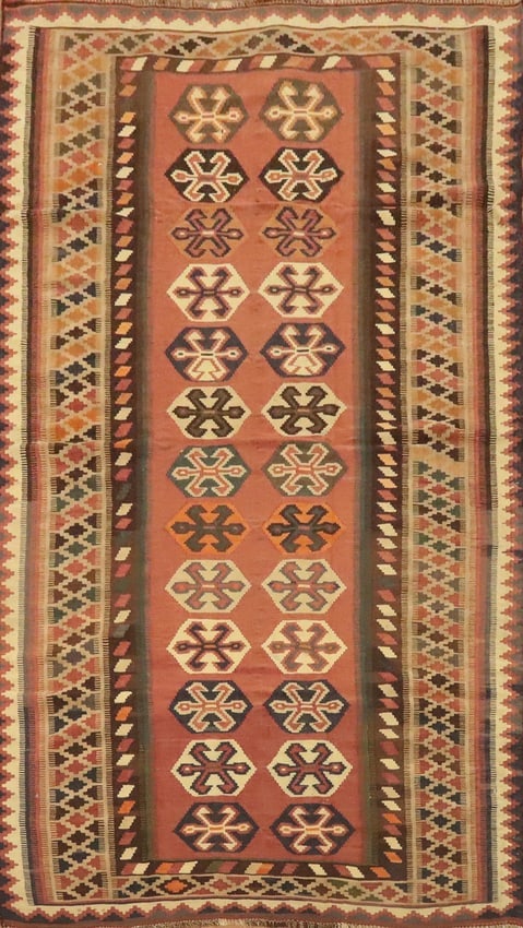 Antique Vegetable Dye Kilim Qashqai Persian Area Rug 5x9 (1 of 13)