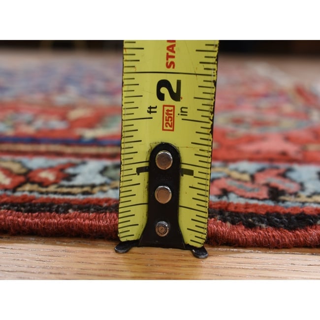 Blue Antique Zoroastrian Heris Wide Serapi Borders Oriental Rug - 7