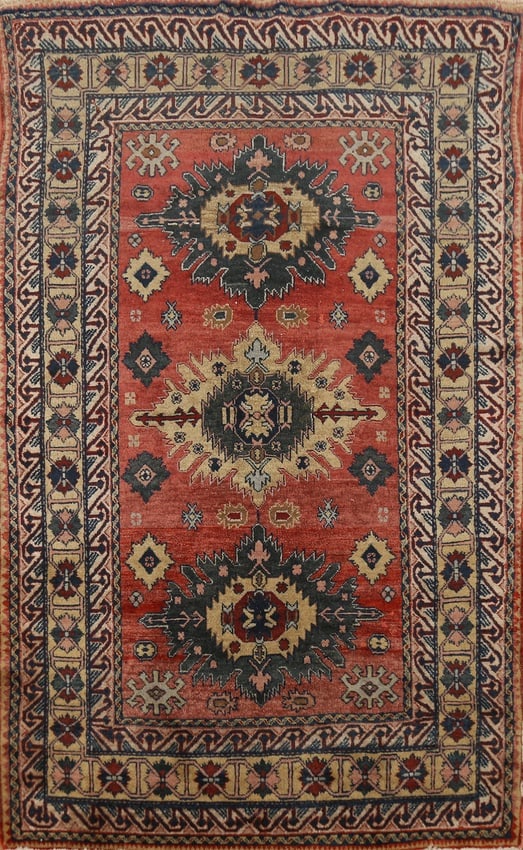 Antique Vegetable Dye Kazak Oriental Rug 4x6 (1 of 20)