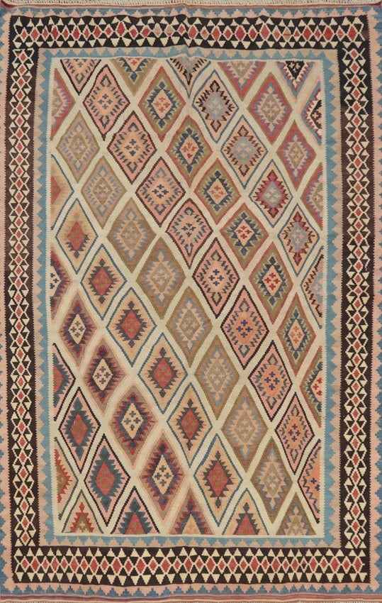 Antique Vegetable Dye Kilim Qashqai Persian Rug 4x7 (1 of 14)