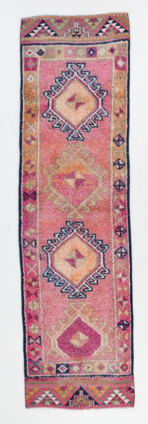 2'7'' x 9'6'' Turkish Vintage Runner Rug - 18525: Title: 2'7'' x 9'6'' Turkish Vintage Runner Rug - 18525Description:2'7'' x 9'6'' Turkish Vintage Runner Rug - 18525Origin:TurkiyeDate/Period:1960-90Materials:Wool,CottonDimension:2'7''x9'6'' ft,