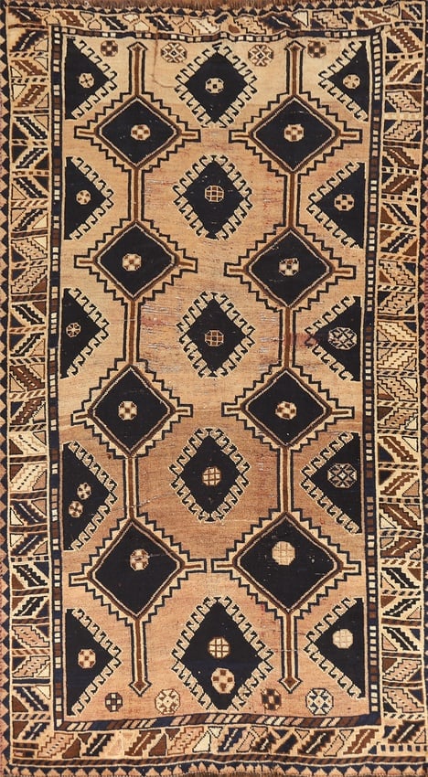 Antique Geometric Lori Persian Area Rug 6x9: Title: Antique Geometric Lori Persian Area Rug 6x9Description:A Beautiful Genuine Iran ( Persia ) Lori rug is Hand Knotted by skillful weavers in Iran ( Persia ) with 100% Wool Material. This rug is