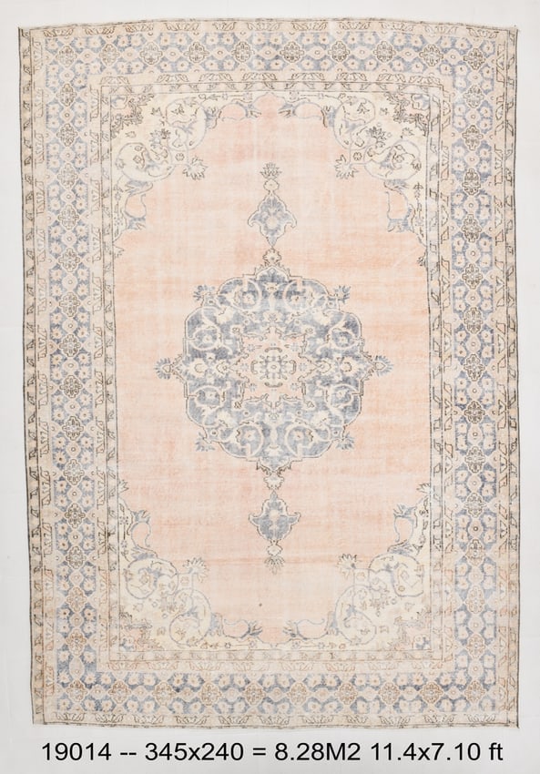 7'10'' x 11'3'' Vintage Wool Runner Rug - 19014: Title: 7'10'' x 11'3'' Vintage Wool Runner Rug - 19014 Description:7'10'' x 11'3'' Vintage Wool Runner Rug - 19014 Origin:Turkiye Date/Period:1960-90 Materials:Wool,Cotton Dimension:7'10''x11'3'' ft,