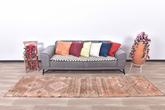 2'7'' x 10'5'' Handmade Vintage Wool Rug - 240493: Title: 2'7'' x 10'5'' Handmade Vintage Wool Rug - 240493Description:2'7'' x 10'5'' Handmade Vintage Wool Rug - 240493Origin:TurkiyeDate/Period:1960-90Materials:Wool,CottonDimension:2'7''x10'5'' ft,