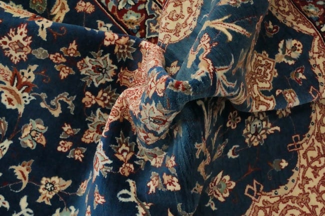 Antique Vegetable Dye Blue Abadeh Persian Rug 2x4 - 13