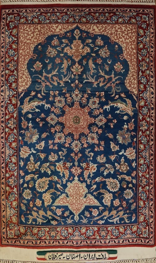 Antique Vegetable Dye Blue Abadeh Persian Rug 2x4 (1 of 13)