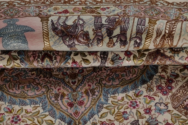 Antique Vegetable Dye Tabriz Persian Hand-Knotted 8x8 Wool Silk Round Rug - 17