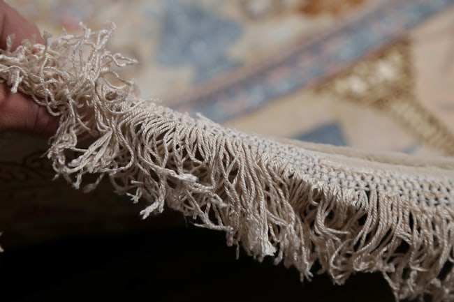 Antique Vegetable Dye Tabriz Persian Hand-Knotted 8x8 Wool Silk Round Rug - 19