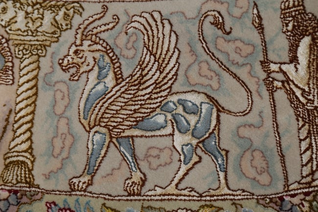 Antique Vegetable Dye Tabriz Persian Hand-Knotted 8x8 Wool Silk Round Rug - 8