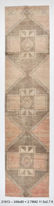 2'7'' x 11'5'' Handmade Vintage Wool Rug - 21913: Title: 2'7'' x 11'5'' Handmade Vintage Wool Rug - 21913Description:2'7'' x 11'5'' Handmade Vintage Wool Rug - 21913Origin:TurkiyeDate/Period:1960-90Materials:Wool,CottonDimension:2'7''x11'5'' ft,