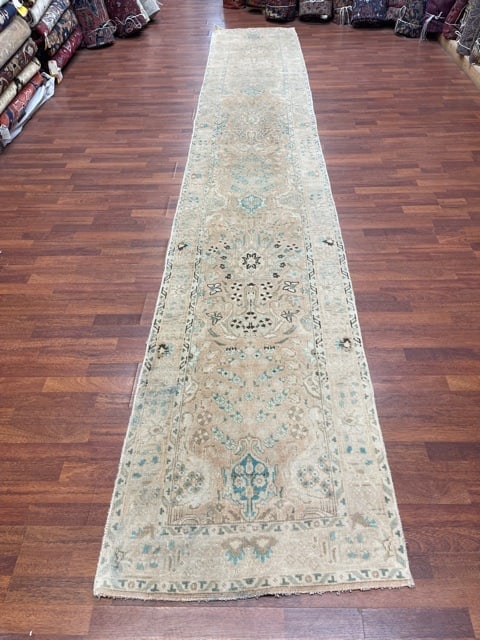 Antique Persian Tabriz Runner-4914: Title:Antique Persian Tabriz Runner-4914Description:Beautiful all over soft color antique persian Tabriz runner from northwest persia, size 2 ft. 8 inches by 16 ft. 4 inches, circa 1930, excellent