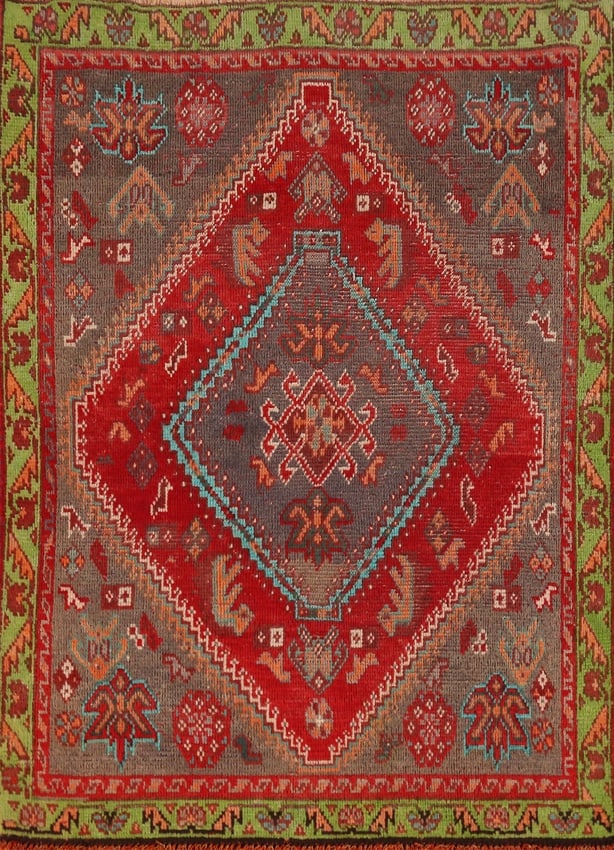 Vintage Wool Antique Qashqai Persian Rug 3x5: Title: Vintage Wool Antique Qashqai Persian Rug 3x5 Description:A Beautiful Genuine Iran ( Persia ) Qashqai rug is Hand Knotted by skillful weavers in Iran ( Persia ) with 100% Wool Material. This rug