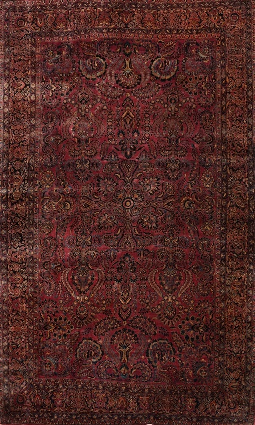 Vegetable Dye Antique Sarouk Persian Large Rug 13x19: Title: Vegetable Dye Antique Sarouk Persian Large Rug 13x19Description:A Beautiful Genuine Iran ( Persia ) Sarouk rug is Hand Knotted by skillful weavers in Iran ( Persia ) with 100% Wool Material.