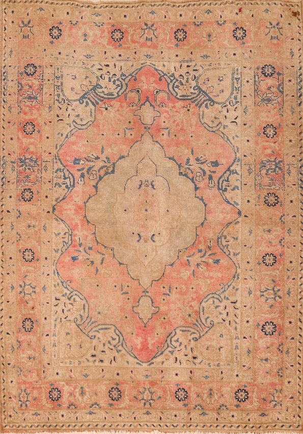 Antique Wool Tabriz Persian Rug 5x6: Title: Antique Wool Tabriz Persian Rug 5x6Description:A Beautiful Genuine Iran ( Persia ) Tabriz rug is Hand Knotted by skillful weavers in Iran ( Persia ) with 100% Wool Material. This rug is in