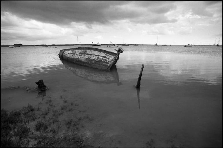 Boat, Orford Ness, Suffolk 2015 - Silver Gelatin: Title: Boat, Orford Ness, Suffolk 2015 - Silver Gelatin Description: Boat, Orford Ness, Suffolk 2015 - Silver Gelatin Photograph - Limited Edition of 10 Paul Cooklin United Kingdom Photography, Black