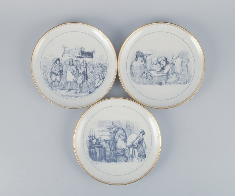 Bing & Grøndahl, a set of eleven porcelain plates with H. C. Andersen motifs. Based on drawings (1 of 5)