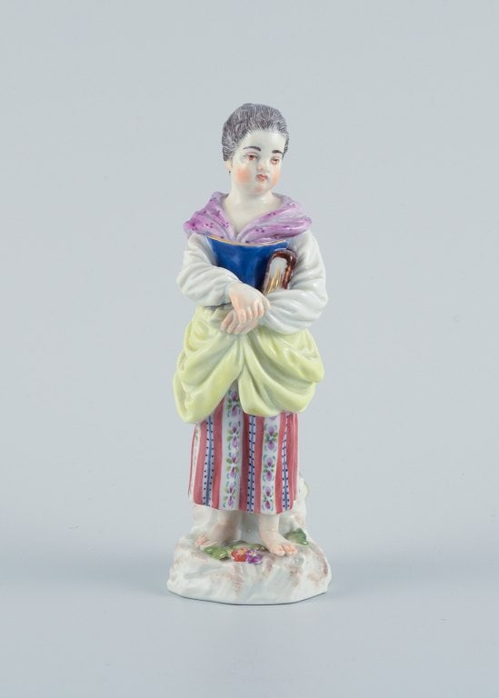 Meissen, Germany, porcelain figure. Overglaze. Young woman with book. (1 of 8)